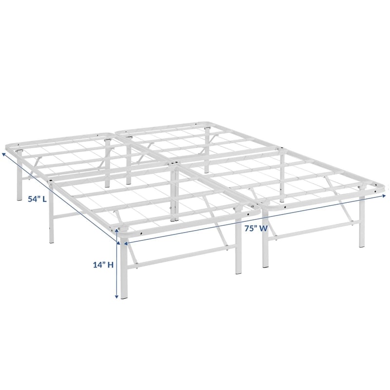 Modway Horizon Full Modern Style Stainless Steel Bed Frame in White