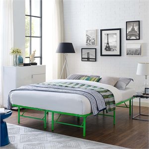 Modway Horizon Stainless Steel Queen Metal Bed Frame in Green