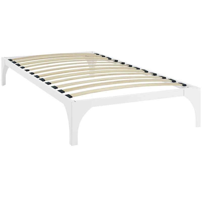 Modway Ollie Modern Sturdy Powder Coated Steel Twin Bed Frame in White