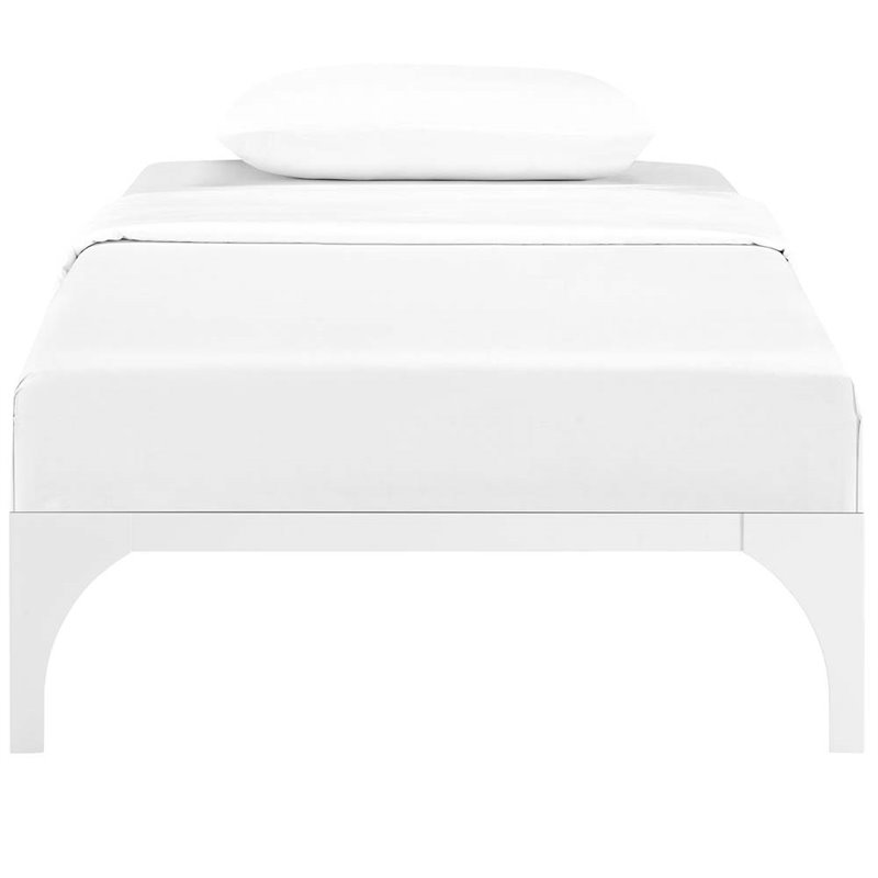 Modway Ollie Modern Sturdy Powder Coated Steel Twin Bed Frame in White