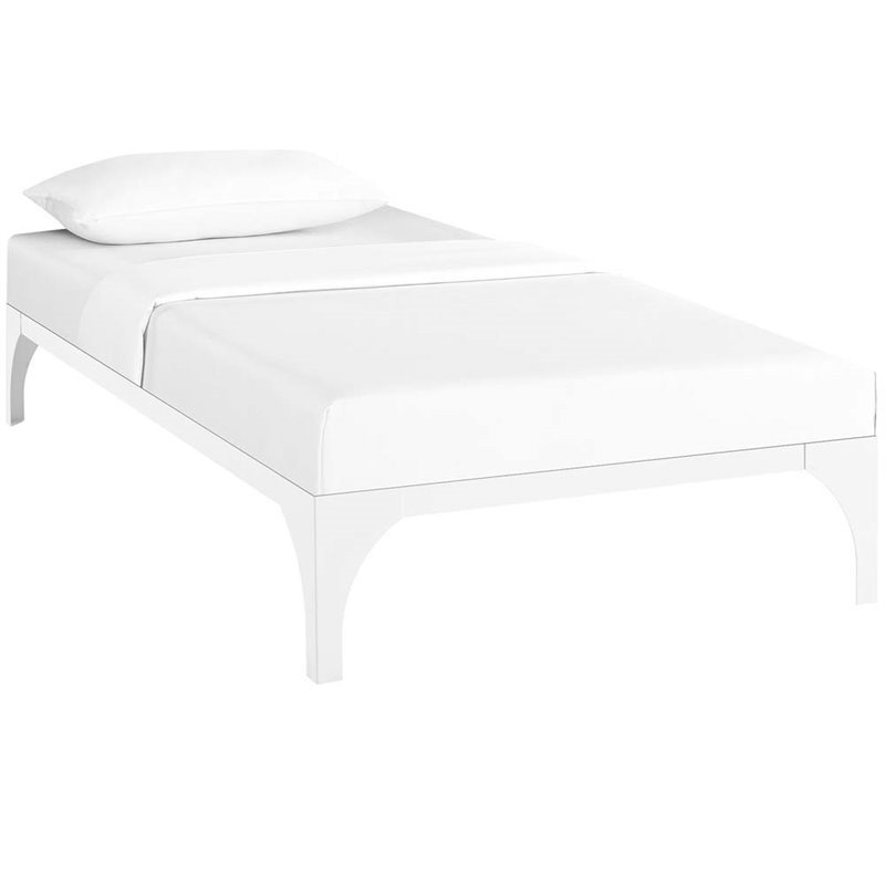 Modway Ollie Modern Sturdy Powder Coated Steel Twin Bed Frame in White