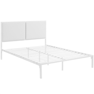 Modway Della King Faux Leather Panel Metal Bed in White