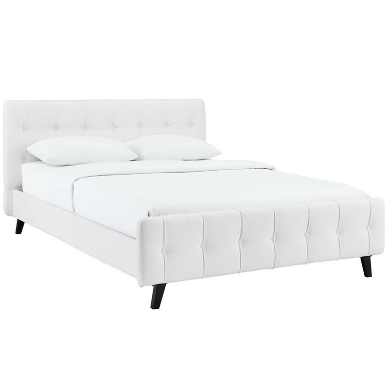 Modway Ophelia Faux Leather Upholstered Queen Platform Bed In White Modway Ophelia Faux Leather Upholstered Queen Platform Bed In White Mod 5466 Whi