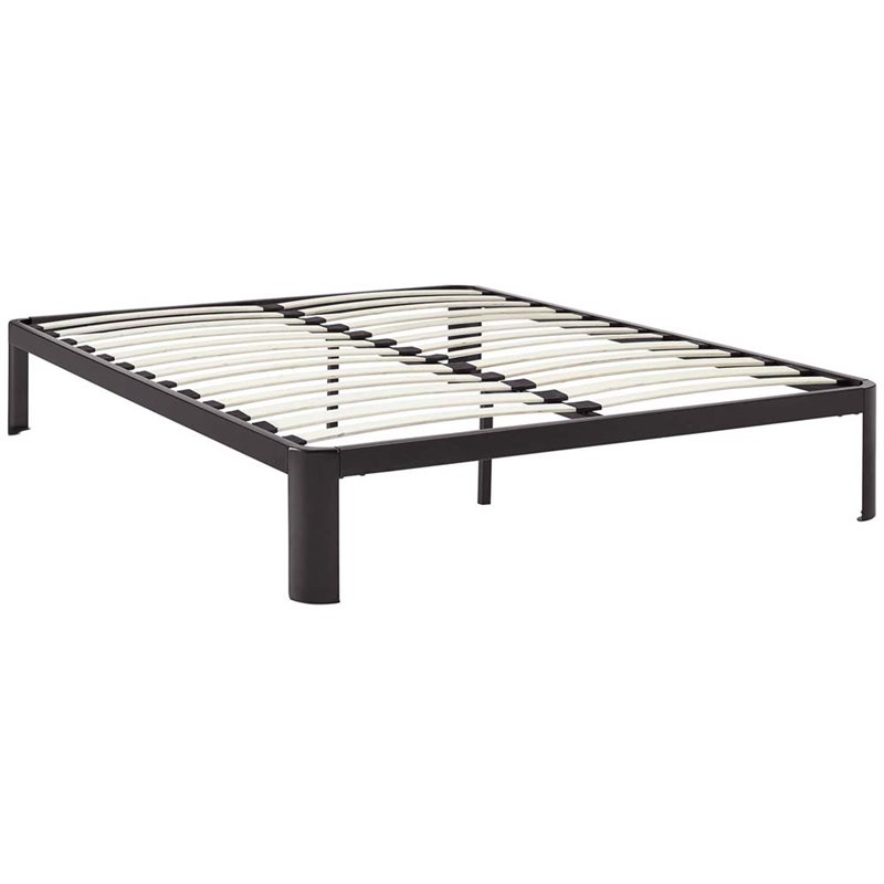 Modway Corinne Modern Sturdy Powder Coated Steel Full Bed Frame in Brown