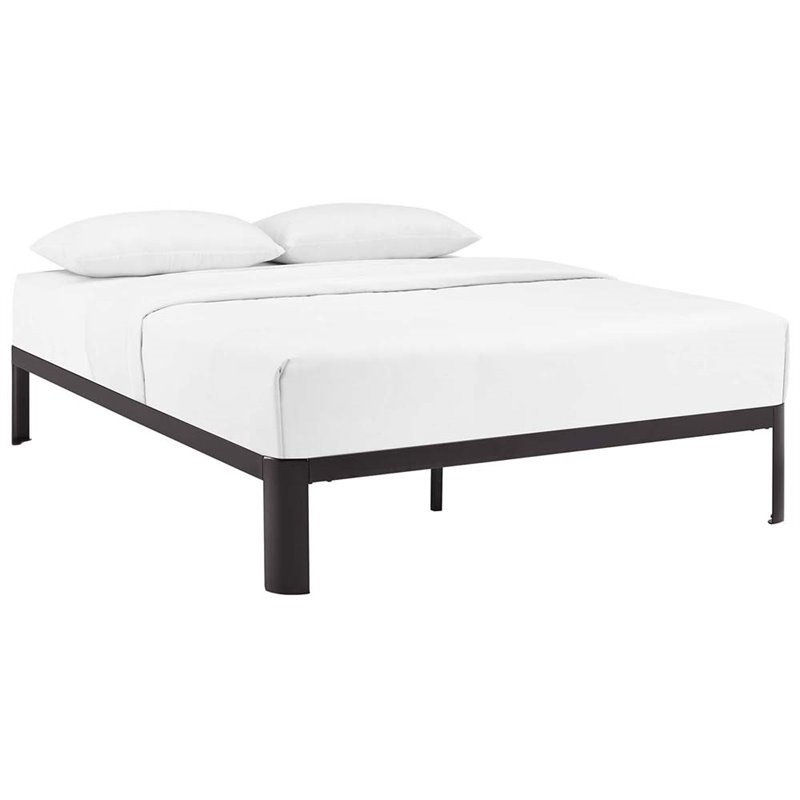 Modway Corinne Modern Sturdy Powder Coated Steel Full Bed Frame in Brown