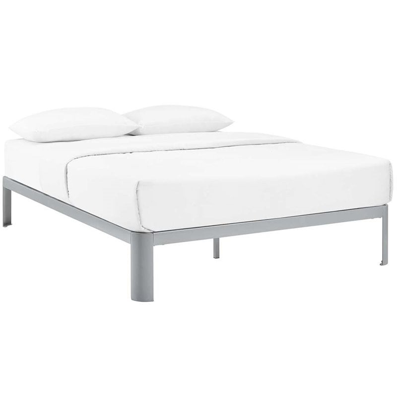 Modway Corinne Modern Sturdy Powder Coated Steel Full Bed Frame in Gray