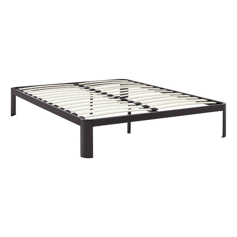 Modway Corinne Modern Sturdy Powder Coated Steel Queen Bed Frame in Brown