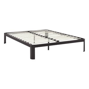 Modway Corinne Modern Sturdy Powder Coated Steel Queen Bed Frame in Brown