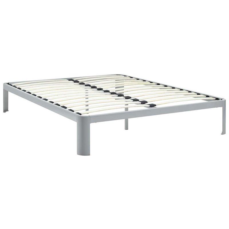 Modway Corinne Modern Sturdy Powder Coated Steel Queen Bed Frame in Gray