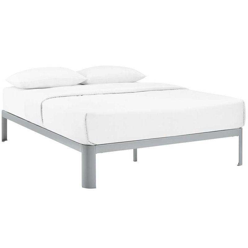 Modway Corinne Modern Sturdy Powder Coated Steel Queen Bed Frame in Gray