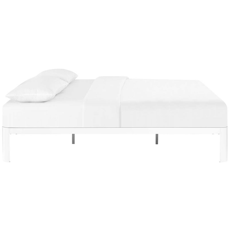 Modway Corinne Modern Sturdy Powder Coated Steel Queen Bed Frame in White