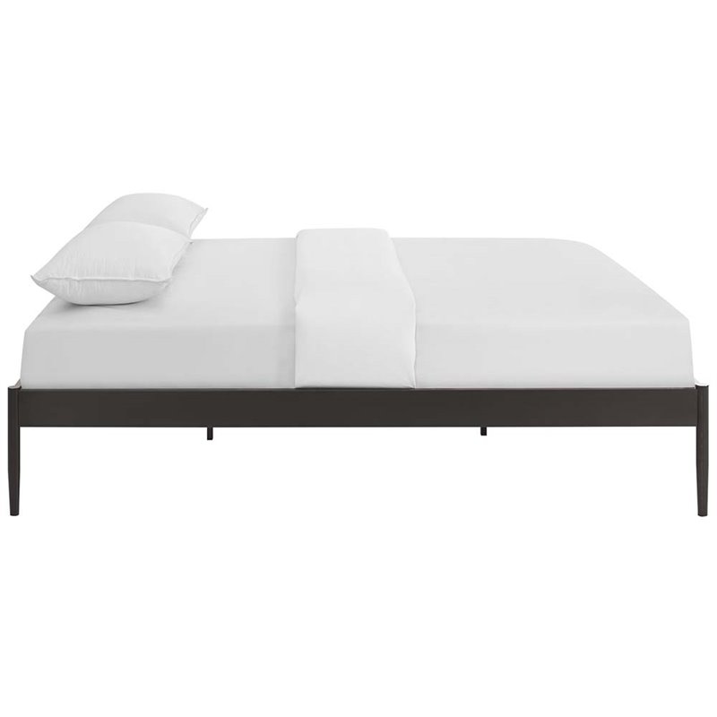 Modway Elsie Modern Sturdy Powder Coated Steel King Bed Frame in Brown