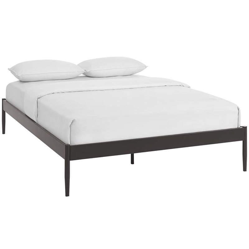 Modway Elsie Modern Sturdy Powder Coated Steel King Bed Frame in Brown