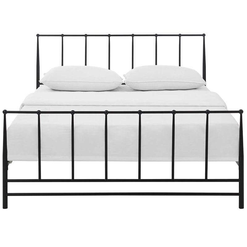 Modway Estate Modern Sturdy Powder Coated Steel Queen Bed in Brown