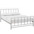 Modway Estate Modern Sturdy Powder Coated Steel Queen Bed in Gray