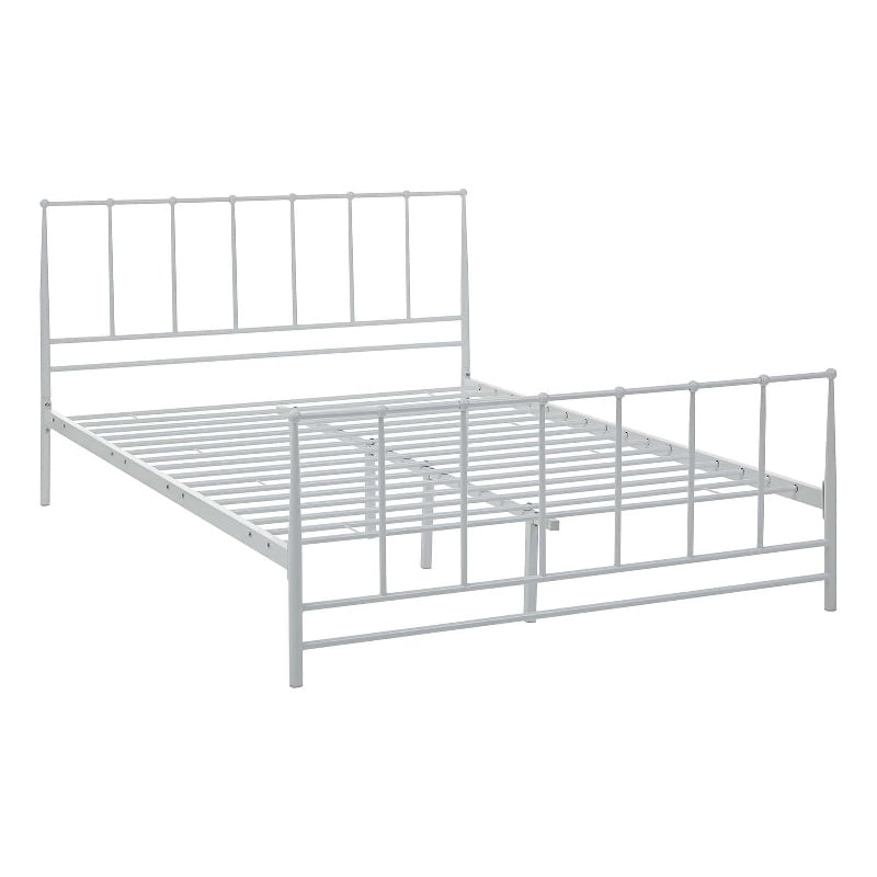 Modway Estate Modern Sturdy Powder Coated Steel Queen Bed in White