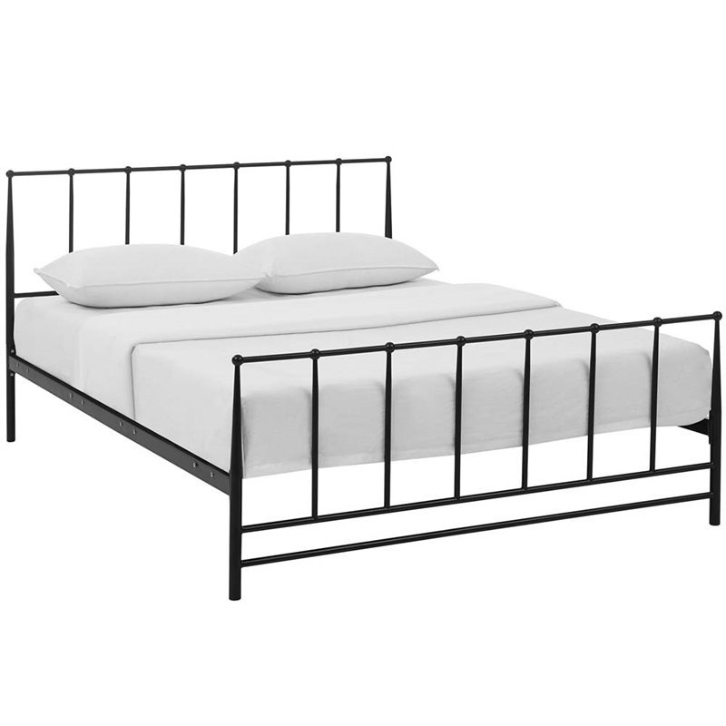 Modway Estate Modern Sturdy Powder Coated Steel King Bed in Brown
