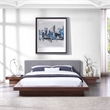 Modway Freja 3-Piece Queen Fabric and Wood Bedroom Set in Walnut/Gray