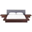 Modway Freja 3-Piece Queen Fabric and Wood Bedroom Set in Walnut/Gray