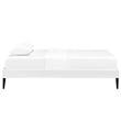 Sherry Vinyl Twin Bed Frame with Round Tapered Legs in White