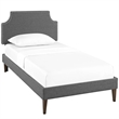 Laura Fabric Twin Platform Bed with Squared Tapered Legs in Gray