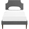 Laura Fabric Twin Platform Bed with Squared Tapered Legs in Gray