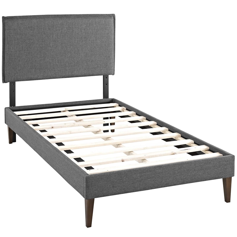 Modway Camille Fabric Upholstered Twin Platform Bed in Gray