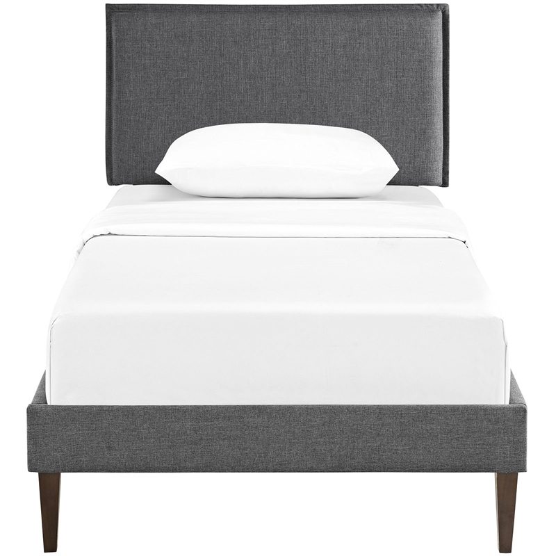 Modway Camille Fabric Upholstered Twin Platform Bed in Gray