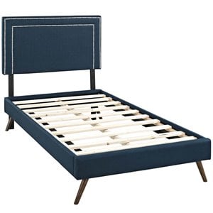 Modway Jessamine Polyester Upholstered Twin Platform Bed in Azure