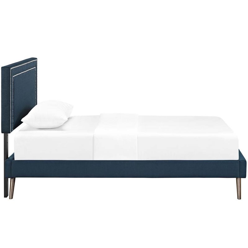 Modway Jessamine Polyester Upholstered Twin Platform Bed in Azure