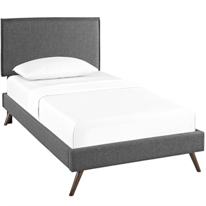 Modway Camille Polyester Upholstered Twin Platform Bed in Gray