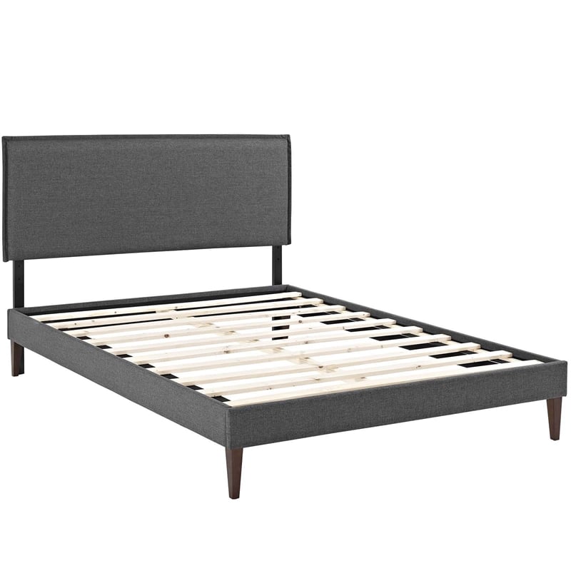 Modway Camille Fabric Upholstered Full Platform Bed in Gray