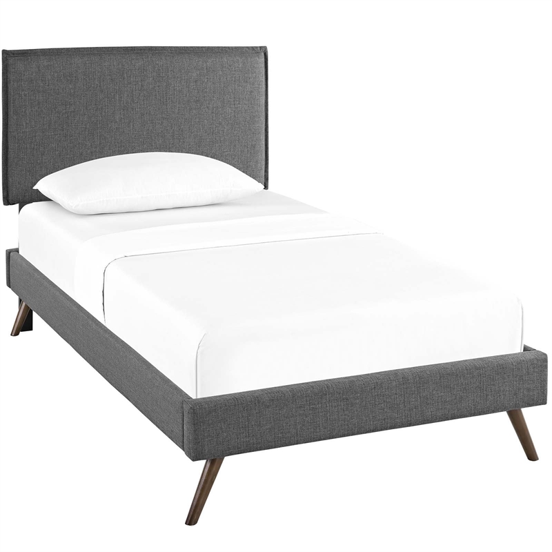 Modway Camille Polyester Upholstered Queen Platform Bed in Gray