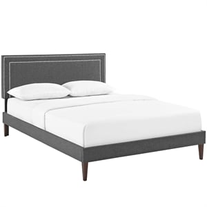 Modway Jessamine Fabric Upholstered Full Platform Bed in Gray