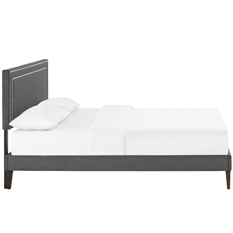Modway Jessamine Fabric Upholstered Full Platform Bed in Gray