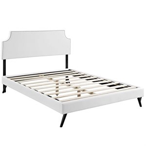 Modway Laura Vinyl Upholstered Full Platform Bed in White