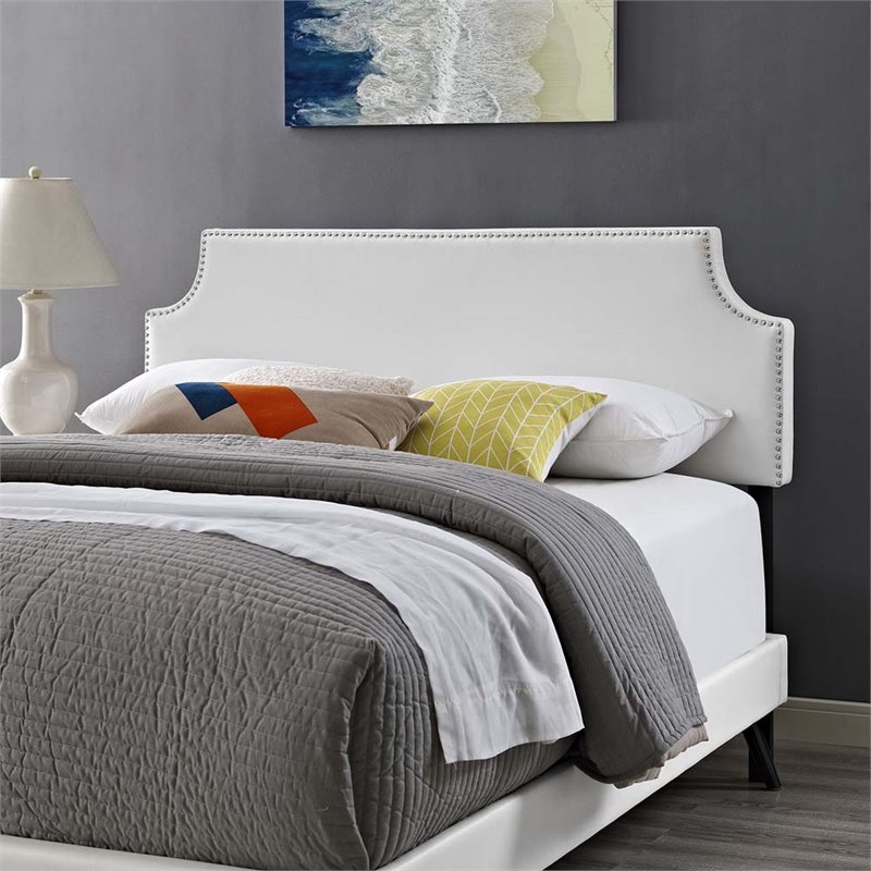 Modway Laura Vinyl Upholstered Full Platform Bed in White