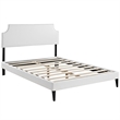 Laura Vinyl Full Platform Bed with Squared Tapered Legs in White