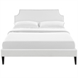 Laura Vinyl Full Platform Bed with Squared Tapered Legs in White