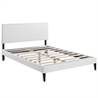 Phoebe Vinyl Full Platform Bed with Squared Tapered Legs in White
