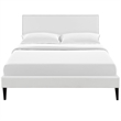 Phoebe Vinyl Full Platform Bed with Squared Tapered Legs in White