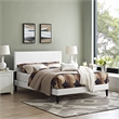Phoebe Vinyl Full Platform Bed with Squared Tapered Legs in White