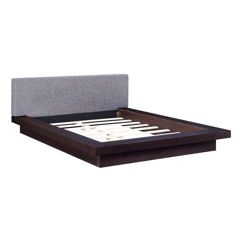 Modway Freja Queen Wood Polyester Fabric Platform Bed in Cappuccino/Gray
