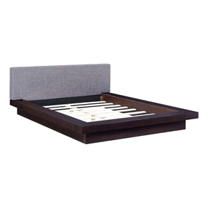 Modway Freja Queen Wood Polyester Fabric Platform Bed in Cappuccino/Gray