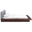 Modway Freja Queen Wood Polyester Fabric Platform Bed in Walnut/Gray