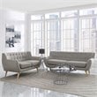 Modway Remark 2-Piece Polyester Fabric Rubberwood Living Room Set in Light Gray
