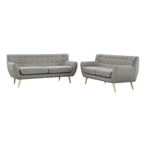 Modway Remark 2-Piece Polyester Fabric Rubberwood Living Room Set in Light Gray