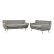 Modway Remark 2-Piece Polyester Fabric Rubberwood Living Room Set in Light Gray