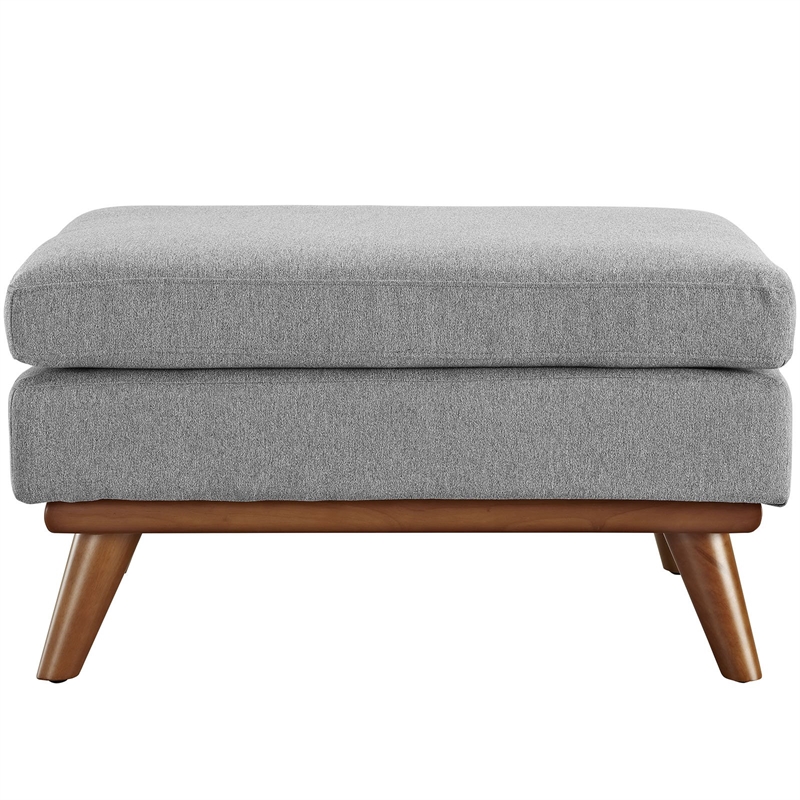 Modway Engage Upholstered Polyester Fabric and Wood Ottoman in Expectation Gray