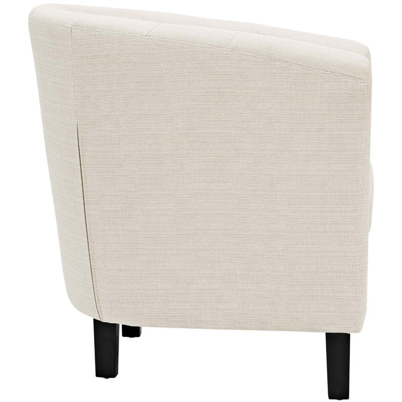 Modway Prospect Upholstered Polyester Fabric and Wood Armchair in Beige
